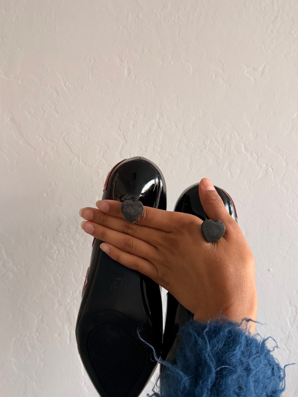 Vintage 90s Patent Leather Red Heart Heels - Picture 9 of 9